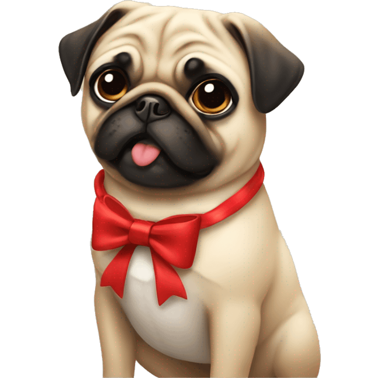 Pug wearing bow emoji