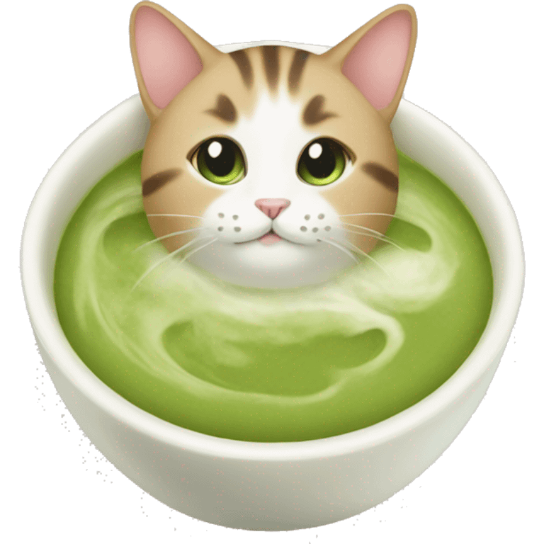 Cat with matcha emoji