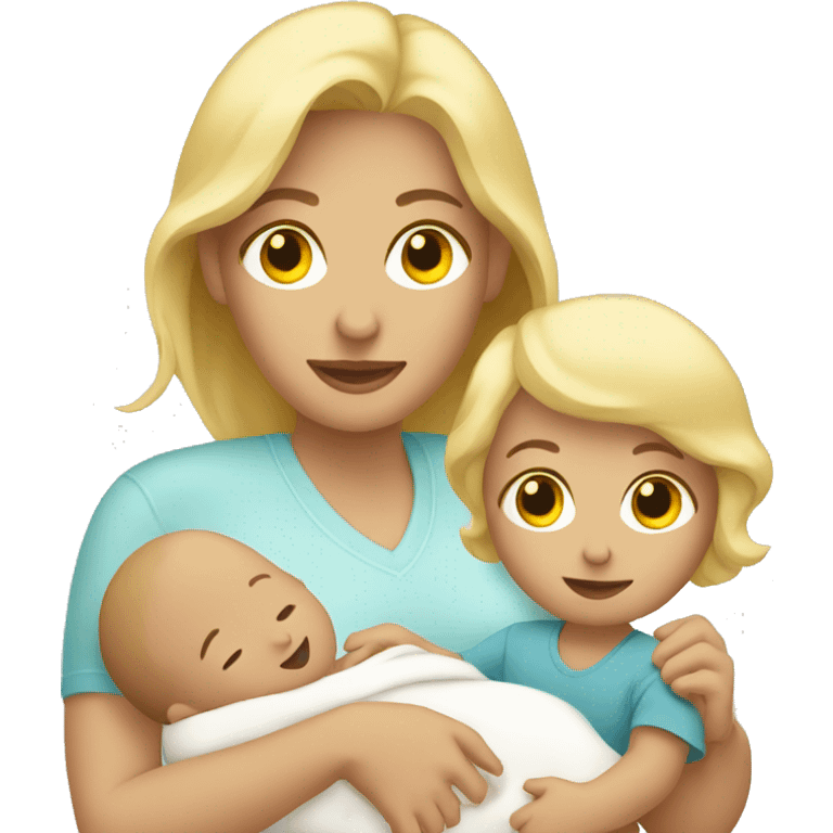 Blonde mom holding her newborn emoji