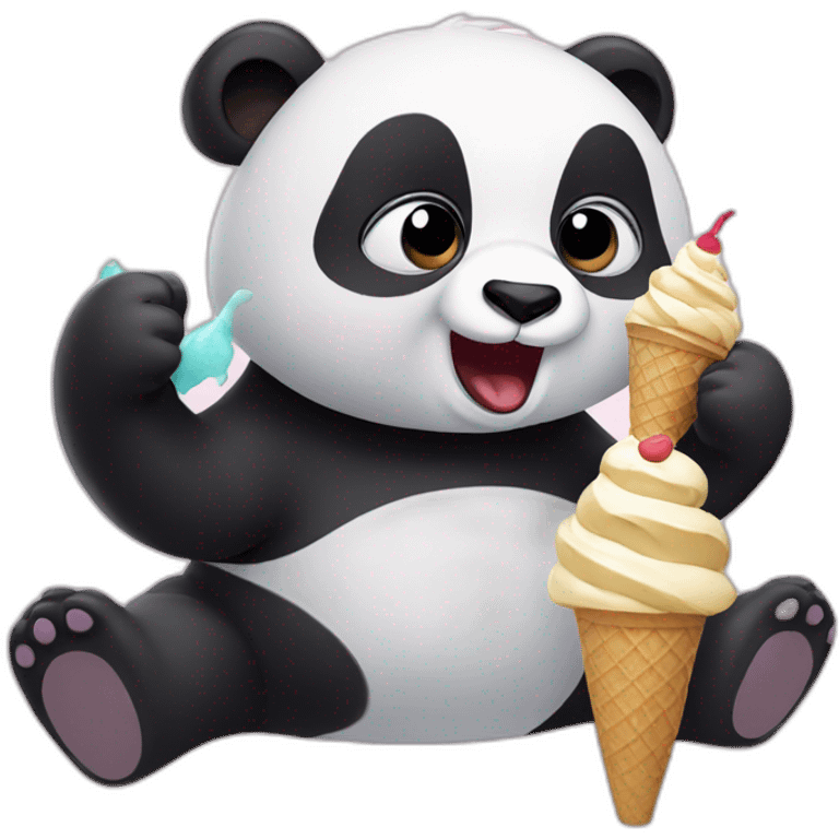 Panda eating ice cream emoji