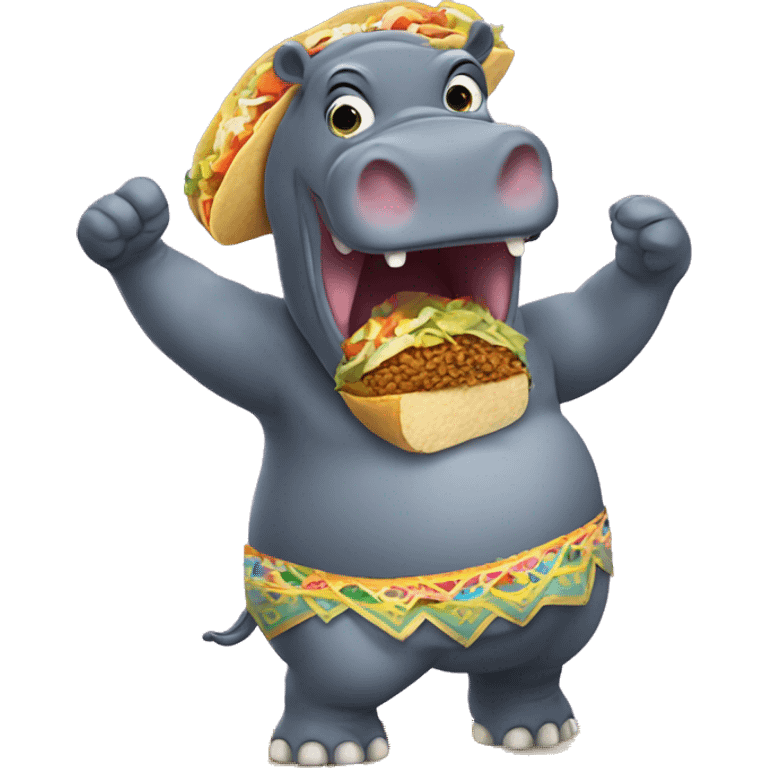 Hippo eating a taco dancing emoji