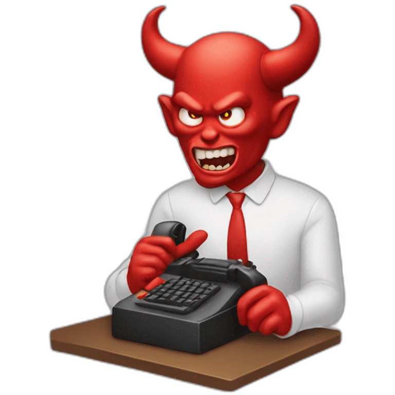 Devil typing phone emoji