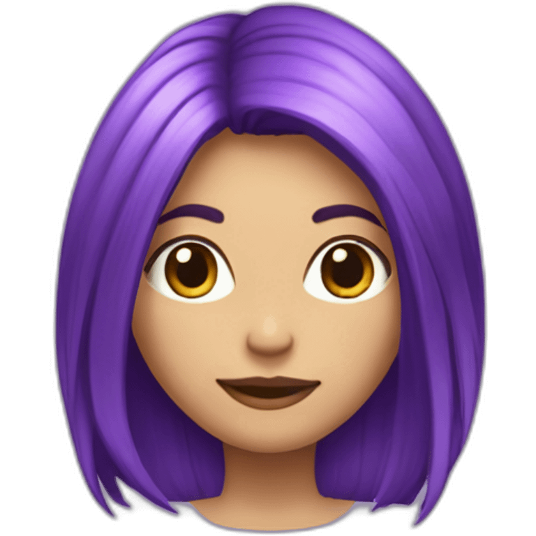 Fille au cheveux violets mi-long qui se tient debout droite en entier  emoji