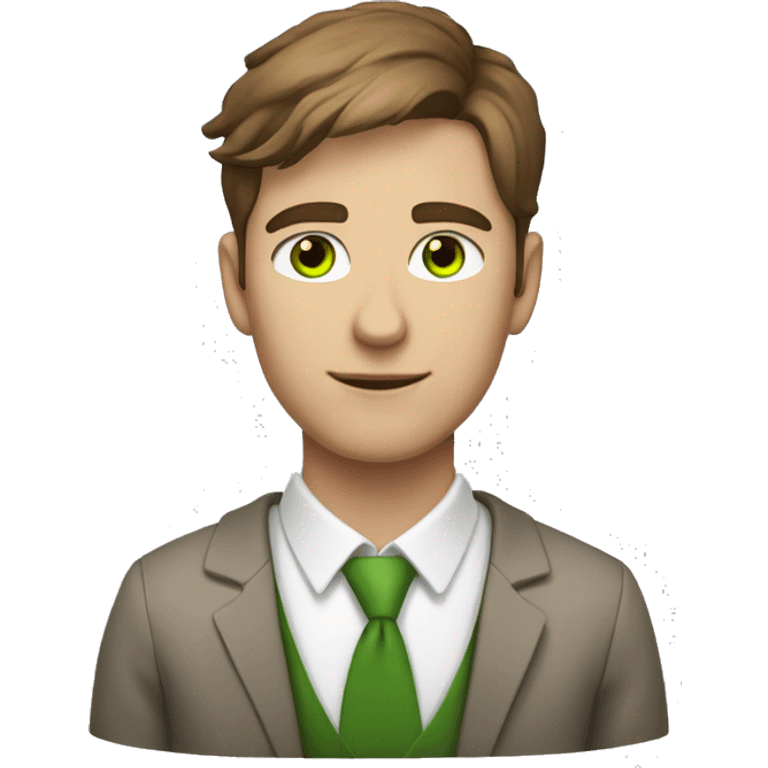 light-skinned man with green eyes and styled brown hair preparing for an exam emoji