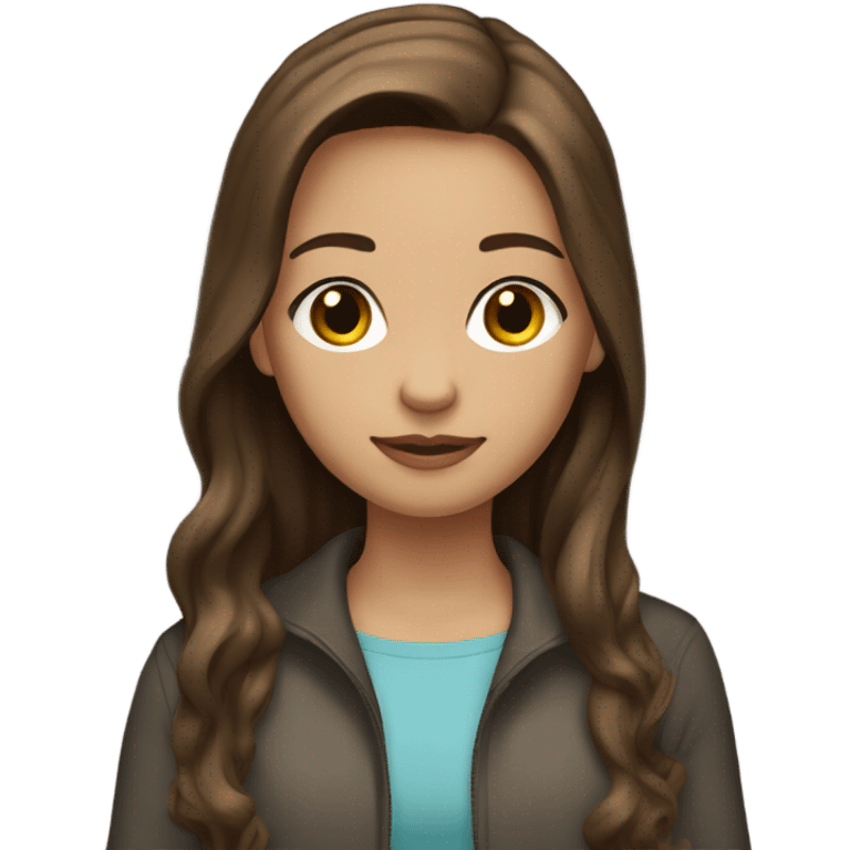 dark brown wavy hair girl with light brown straight hair standing emoji