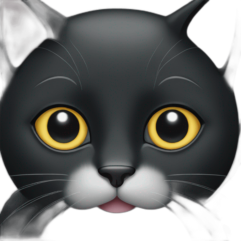 black cat with white spot on her ear emoji