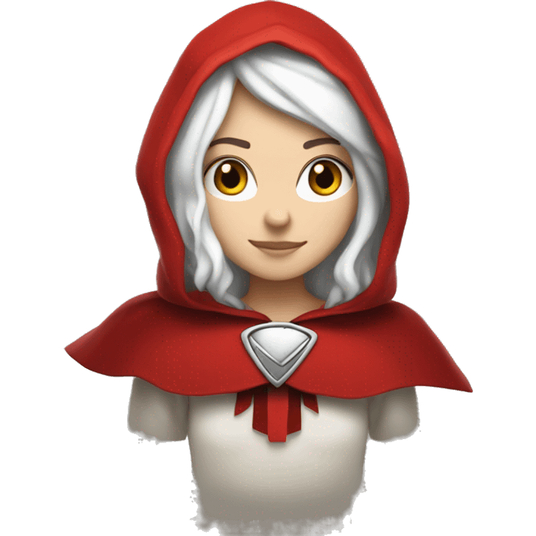 The white girl with white hair in the red cape and red hood. emoji