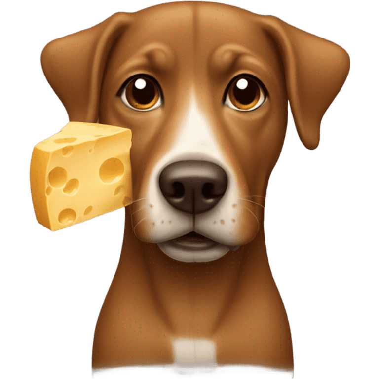 Brown Dog wearing cheese head emoji