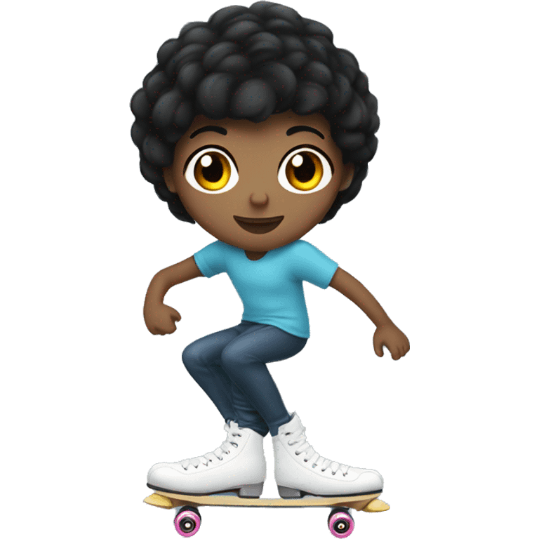 short black hair white person roller skating emoji