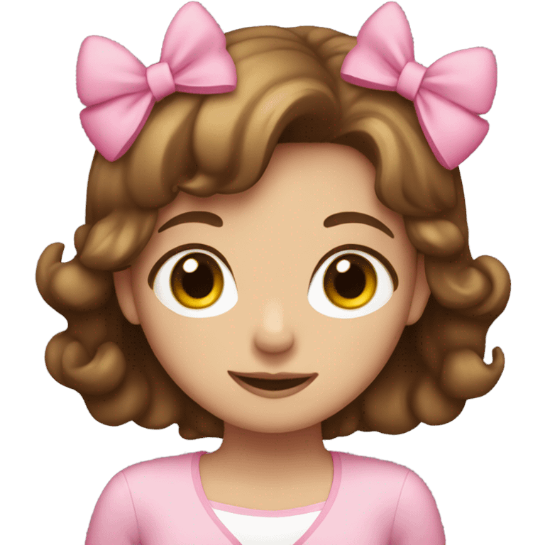 brown hair girl with pink bow emoji