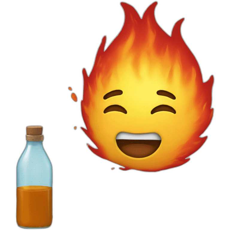 Fire is pouring out of the bottle emoji