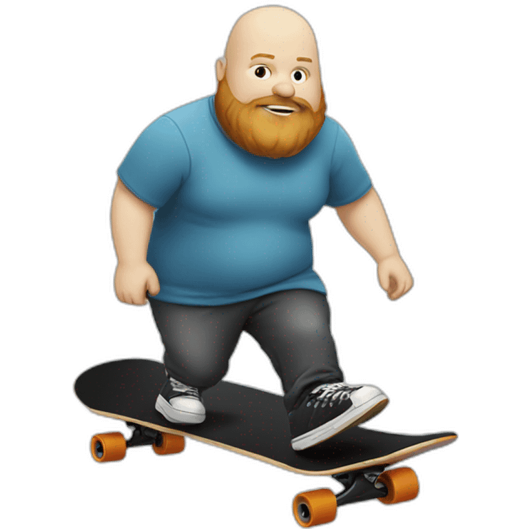 fat white bald skater with dark-blond beard on a skateboard emoji