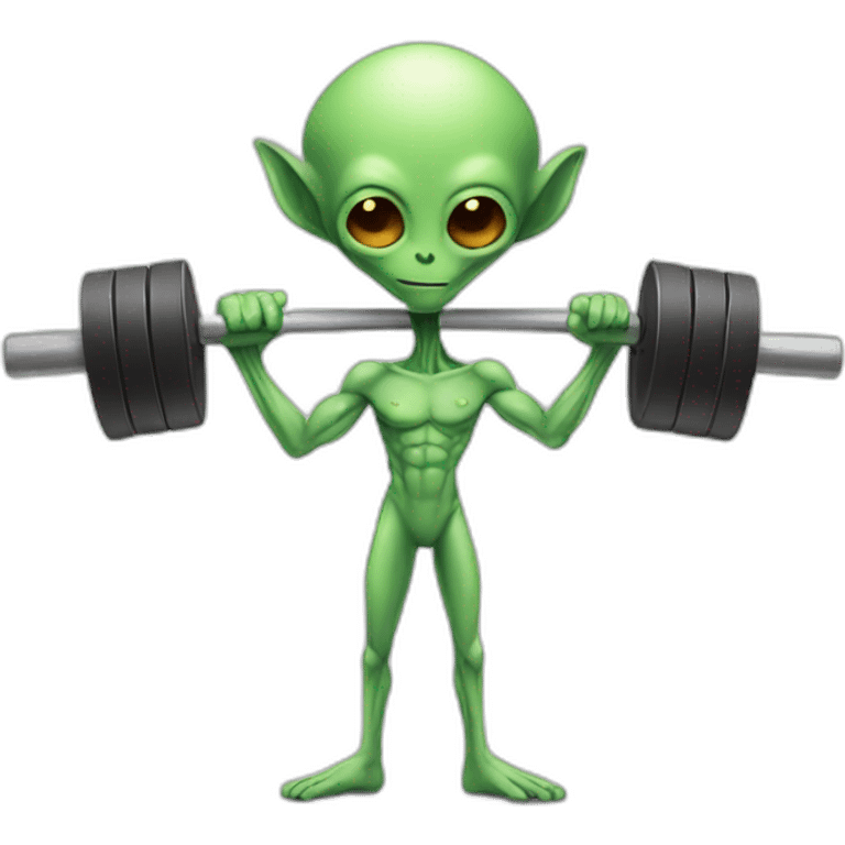 skinny high alien holding a barbell emoji