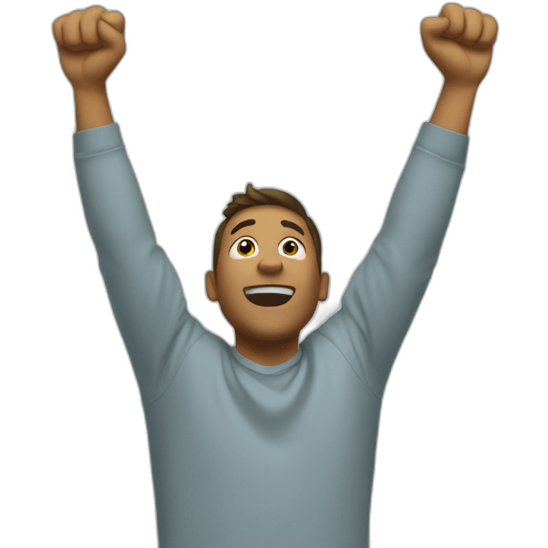 excited man with arms raised above head emoji