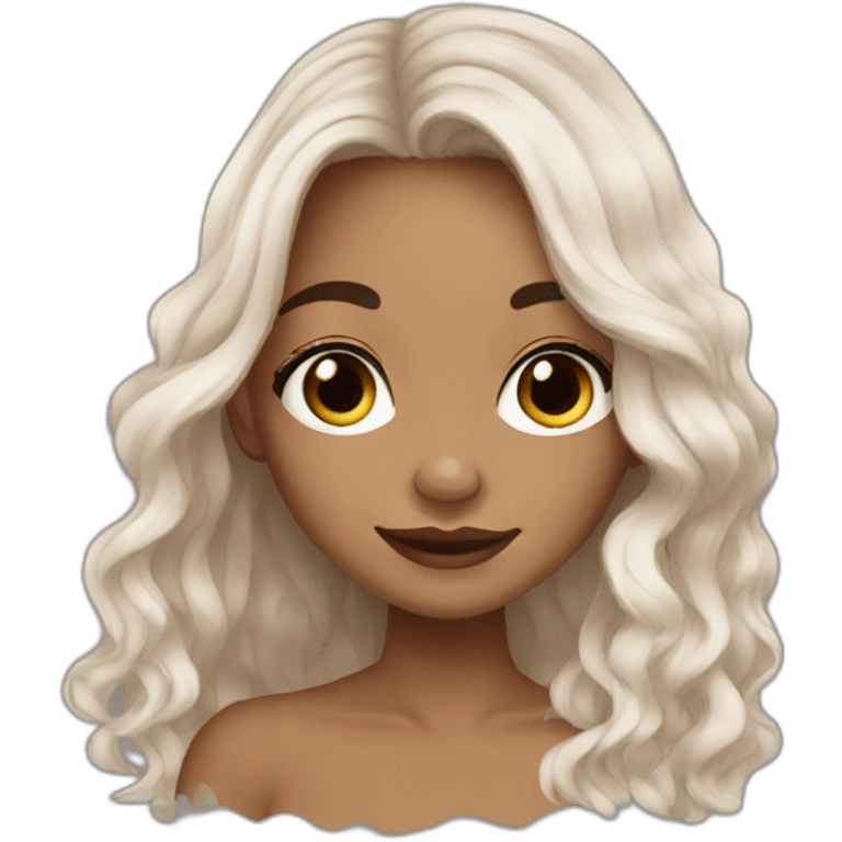 vitiligo girl brown long hair emoji