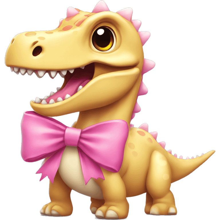 Dino with a pink bow emoji