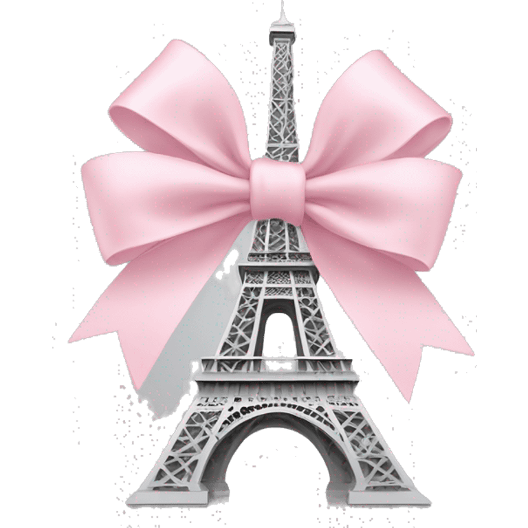 Light grey Eiffel Tower and baby pink bow on top of it emoji