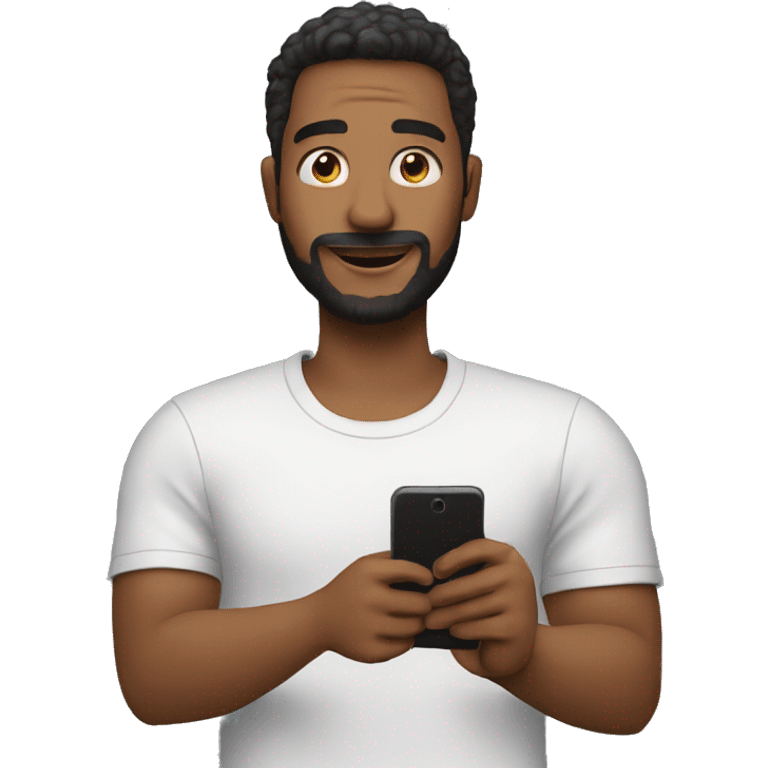 a guy holding the phone and wathcing into it emoji