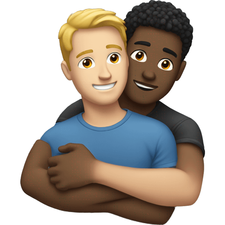 White guy and black guy hugging  emoji