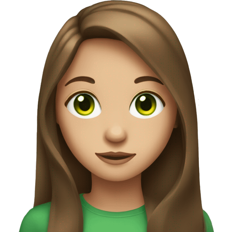 girl with long brown hair and green eyes emoji