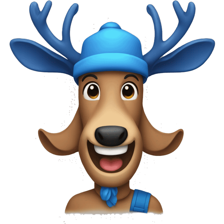 Deer human with blue hat smiling emoji