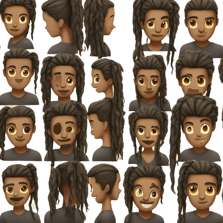 black guy with dreadlocks and ponytail emoji