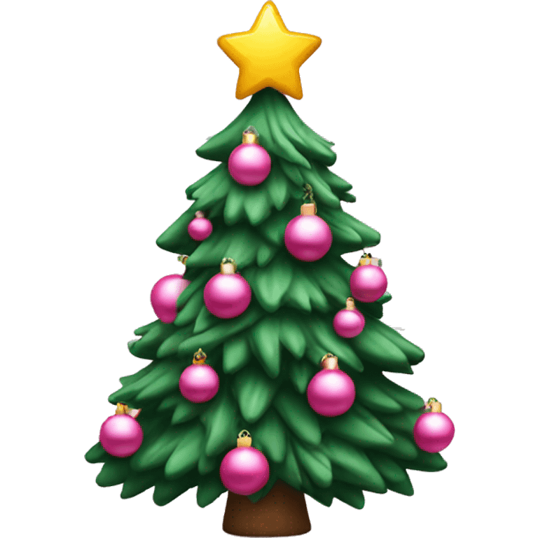 christmas tree with pink ornaments  emoji