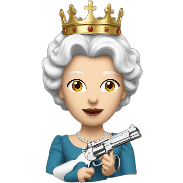 British Queen with gun emoji