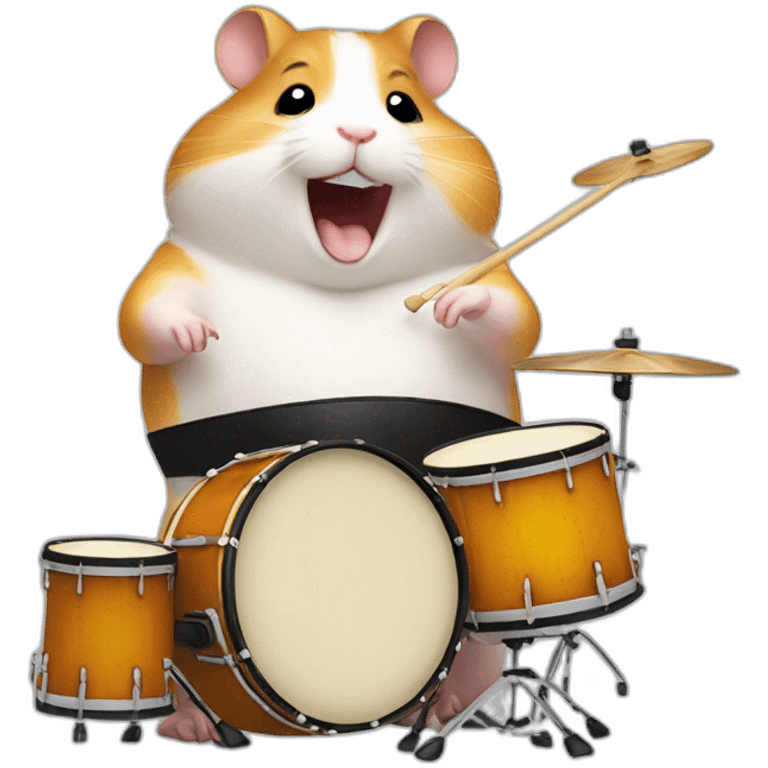 fat ecstatic hamster playing drums emoji