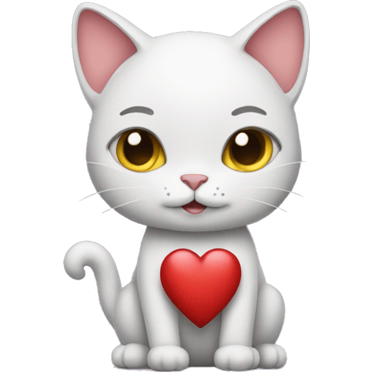 Cat holding a heart that says z emoji