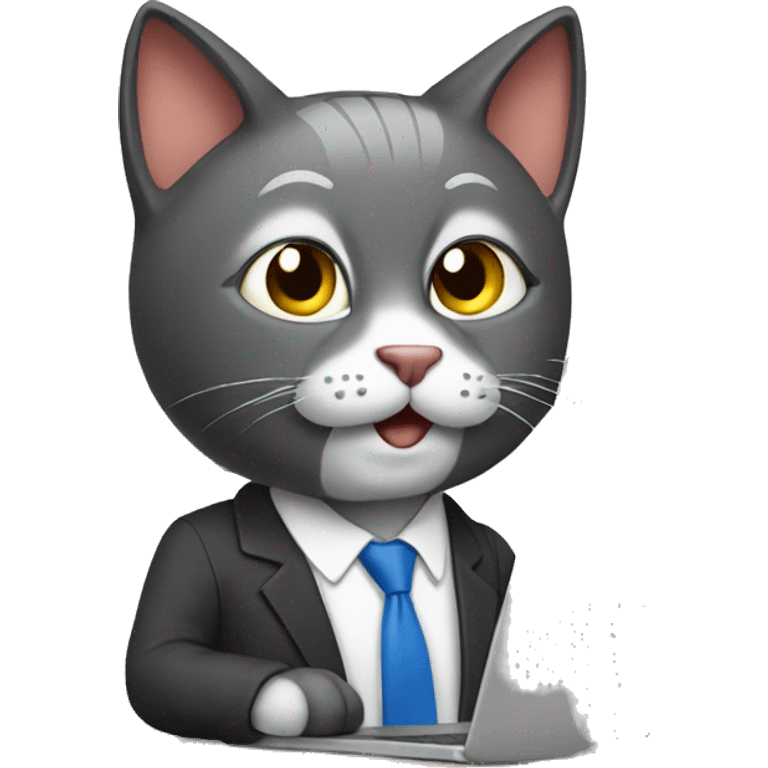 Cat office worker with laptop emoji