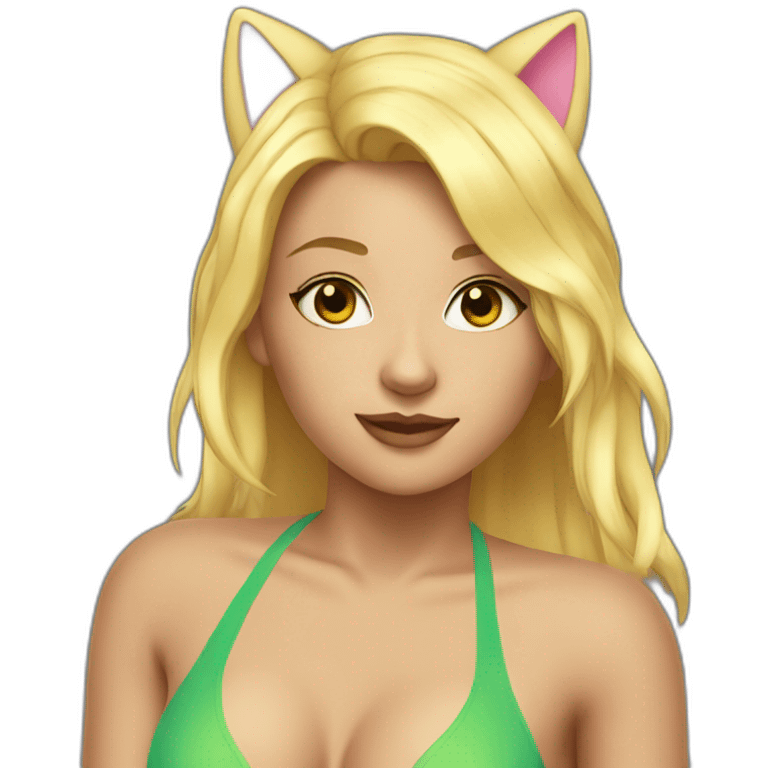 hot catgirl blonde swim suit emoji