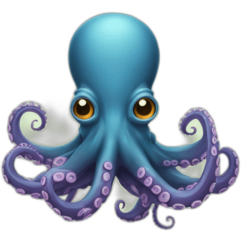 cartoon octopus with no mouth holding a ship with a tentacle emoji