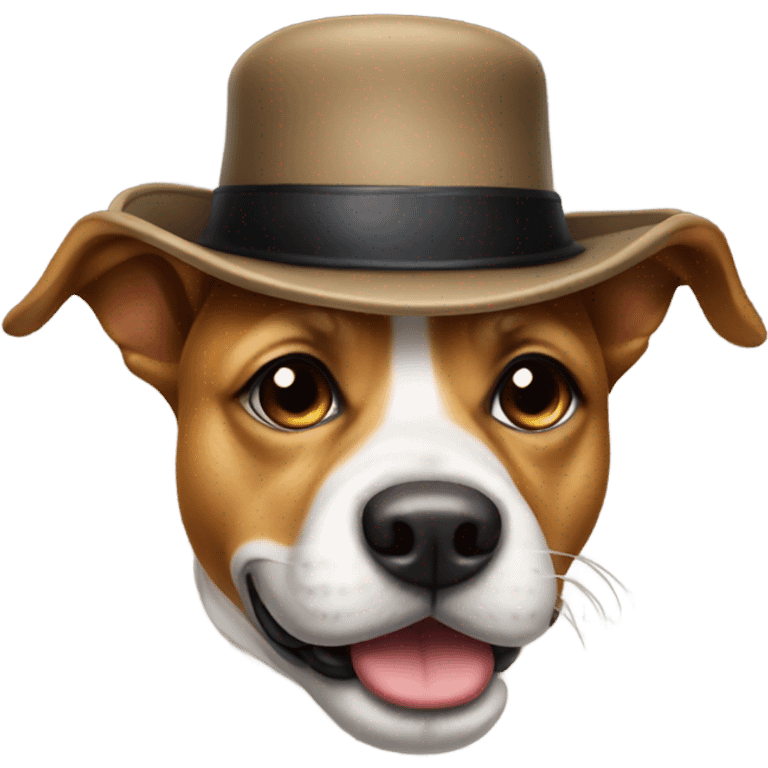 Dog with a mustache wearing a hat emoji