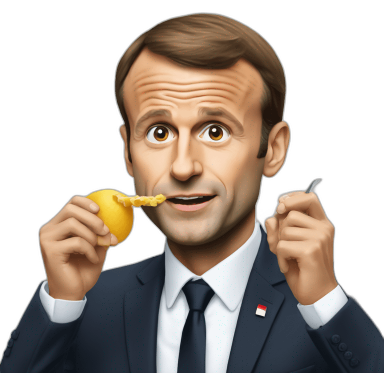 emmanuel macron qui mange emoji