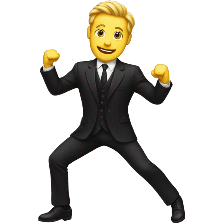 White Male in A Black Suit Dancing  emoji