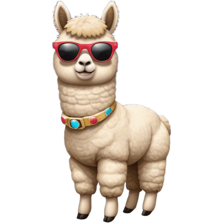 alpaca with sunglasses on landed on the moon emoji