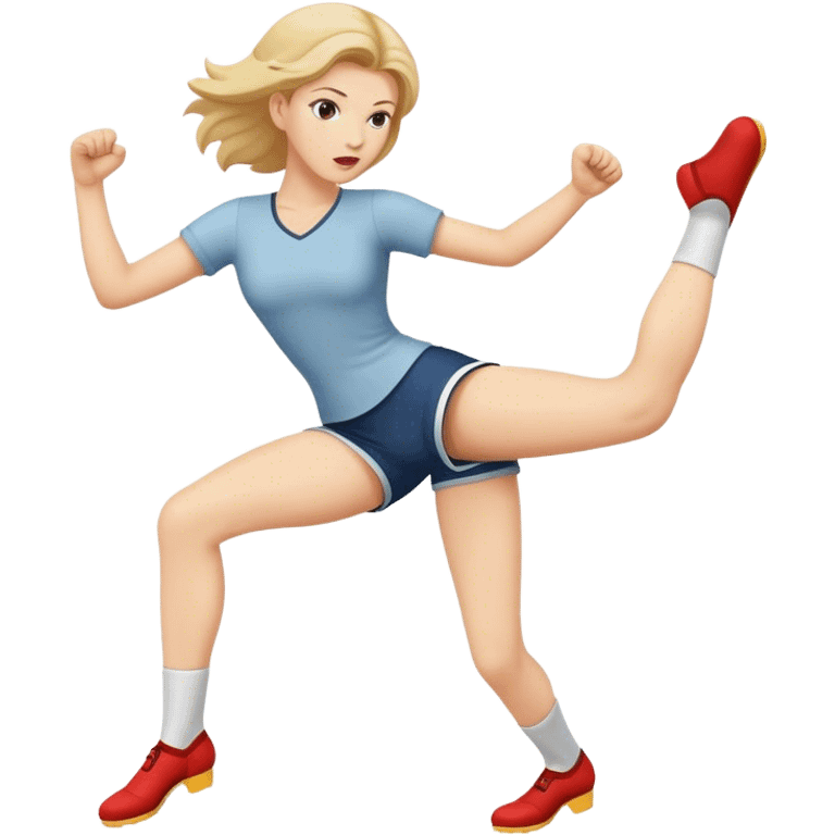 White women kick with her leg emoji