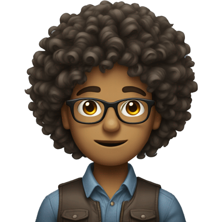 A boy with 34 eyes and big hair with clothes and glasses emoji