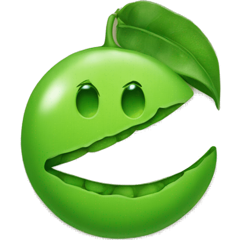 A peahead made of one pea and smiley face emoji