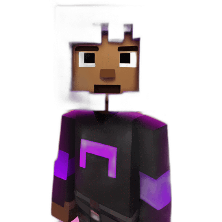 Minecraft steve wearing a black hoodie with "OMG" letters on it and VR headset in a cyberpunk VR environment with violet neon lighting. emoji