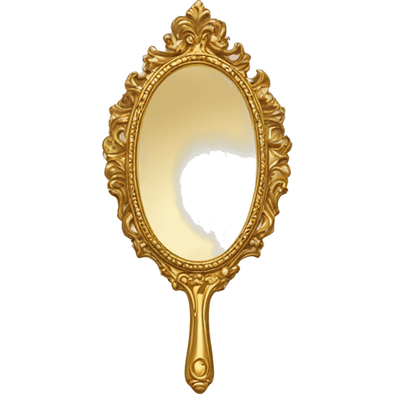 Vintage rococo handmirror gold emoji