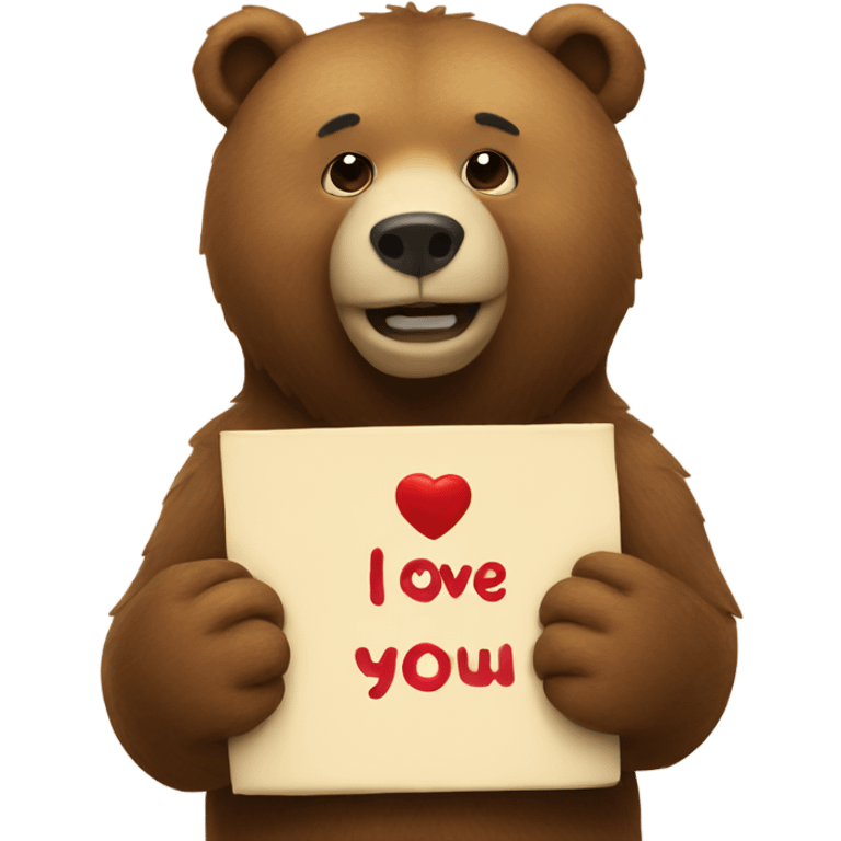 bear holding I love you sign emoji