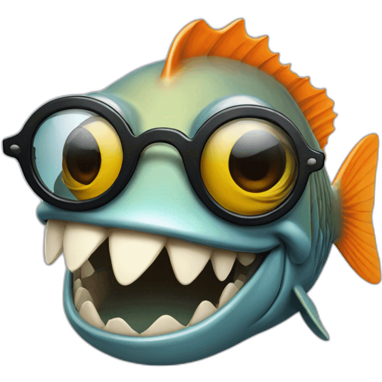 fish with human teeth and wearing sunglasses emoji