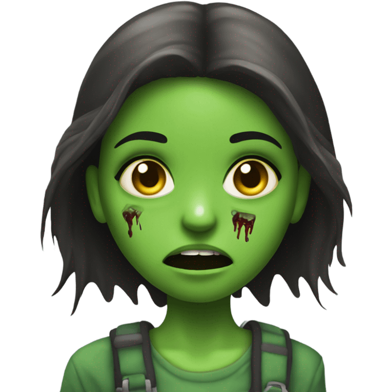 Brunette zombie girl in horror green creppy emoji