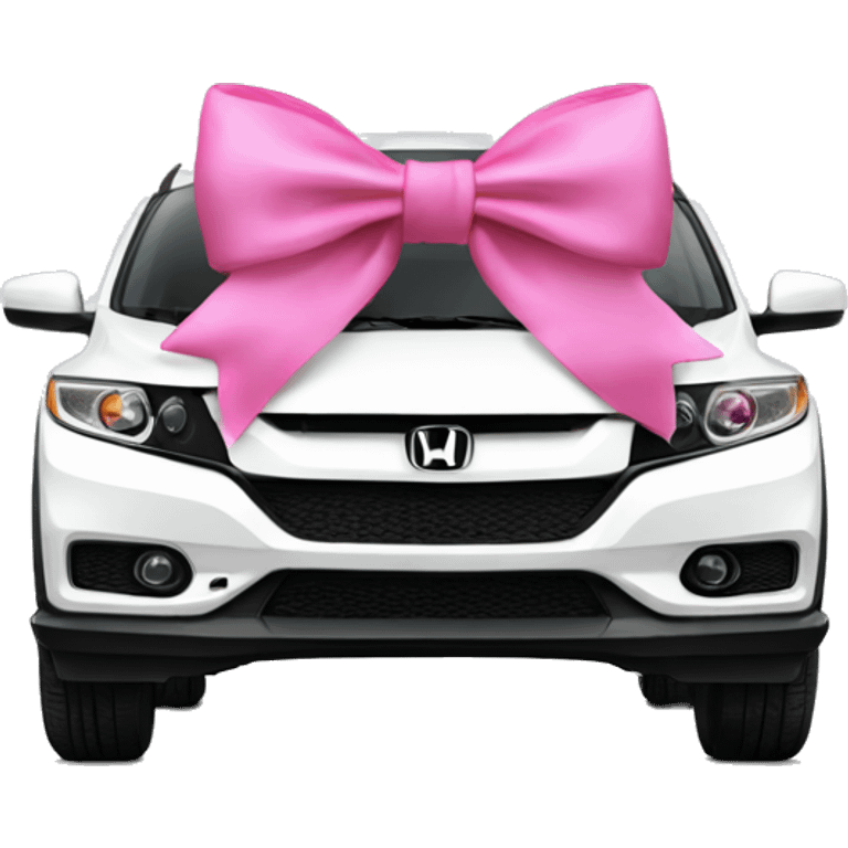 White 2024 honda HRV with pink bow emoji