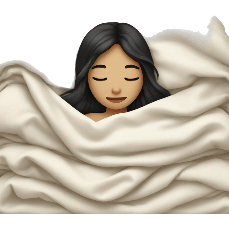 pale girl with long black hair sleeping in blanket  emoji