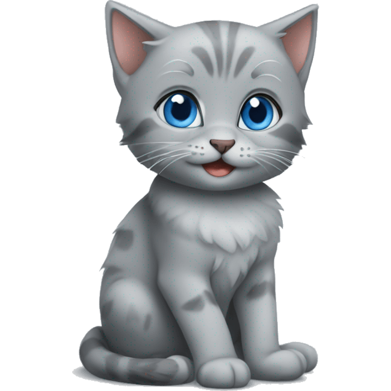 blue eyes grey kitten happy birthday  emoji