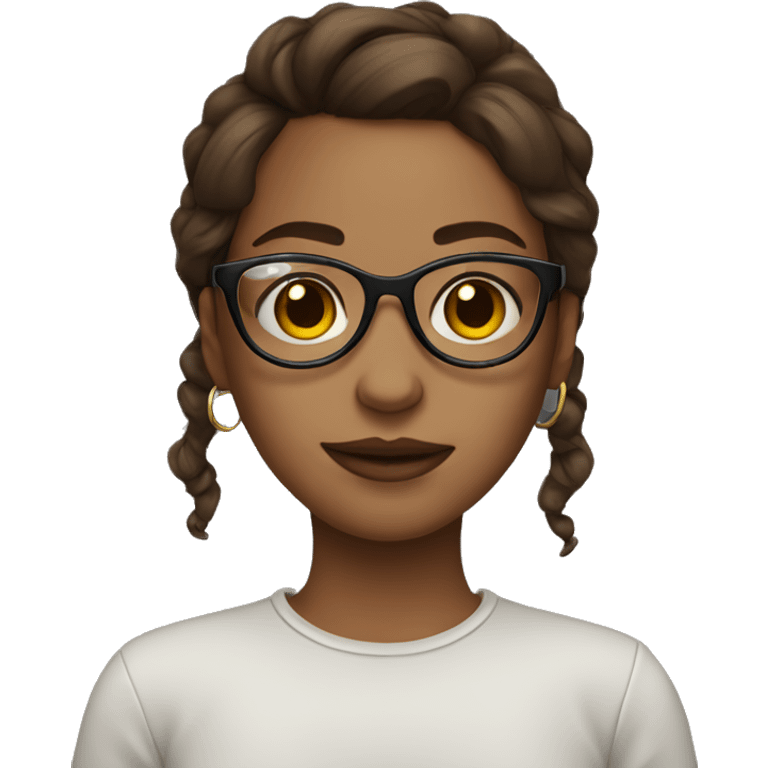 girl with brown hair, glasses and a septum ring emoji