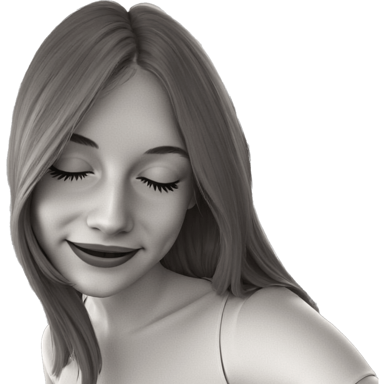 smiling girl in monochrome emoji